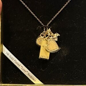 14k Gold Plated Love Necklace with Charms